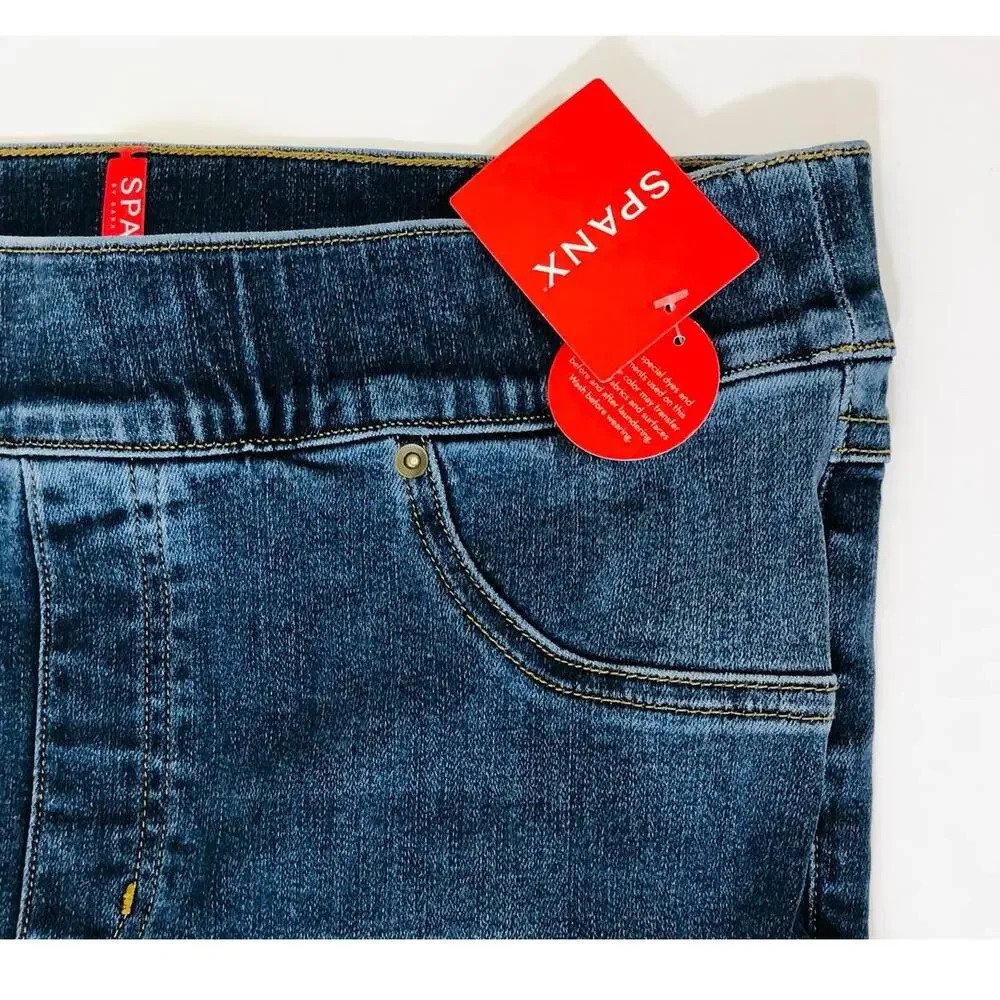 NWT Spanx Distressed Skinny Jeans in Medium Wash Slimming Size L - Picture 8 of 11